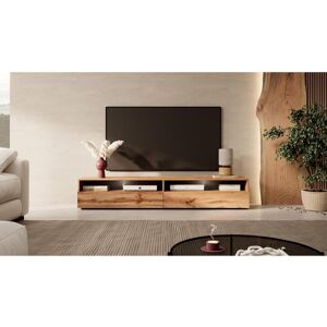 SELSEY Meuble TV - 180 cm - chêne wotan - avec LED - REDNAW