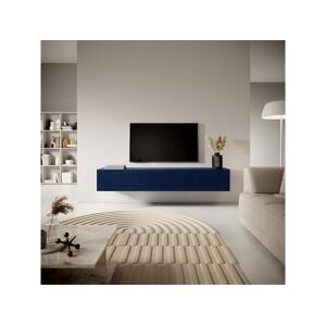 SELSEY Meuble TV 175 cm bleu marine avec façade fraisée - VELDIO