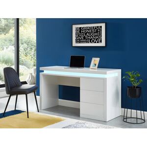 Vente unique Bureau EMERSON 3 tiroirs MDF laque blanc LEDs