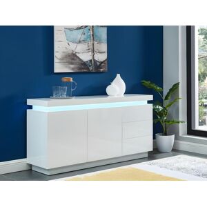 Vente-unique Buffet EMERSON II - LEDs - 2 portes & 3 tiroirs - MDF laque blanc