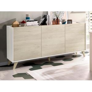 Vente-unique Buffet KOLYMA - 3 portes - Coloris : Chene & Blanc