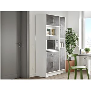 Vente unique Buffet de cuisine MADY 5 portes 1 tiroir Coloris blanc beton