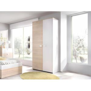 Vente-unique Armoire SONIA - 2 portes - L95cm - Coloris : Chêne et blanc