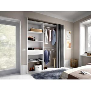 Vente-unique Dressing extensible LAURENT - L.110/160 cm - Coloris : Blanc et gris