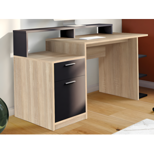 Vente unique Bureau avec rangements ZACHARIE Coloris chene et noir