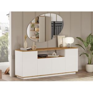 Vente-unique Buffet avec 4 portes et 1 étagère - Naturel clair et Blanc - LOTULA - Publicité