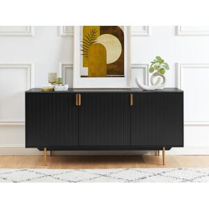 Vente-unique Buffet - 3 portes - MDF et métal - Coloris : Noir et doré - LIKANA