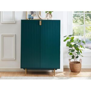 Vente-unique Buffet haut - 2 portes - MDF et métal - Coloris : Vert et doré - LIKANA