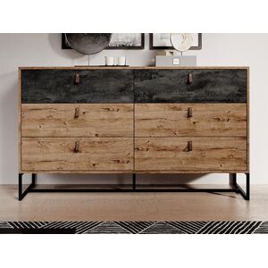 Vente-unique Commode - 6 tiroirs - Noyer et anthracite - MALONSKI