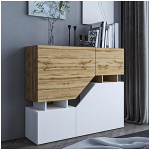 Habitat et jardin Buffet Haut Ceelias - 120 x 32 x 100 cm - Blanc/Marron