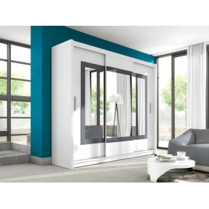 Vente unique Armoire 3 portes coulissantes Avec miroir L250 cm Coloris Blanc AUTLAN