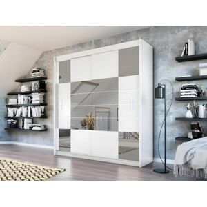 Vente-unique Armoire 2 portes coulissantes - Avec miroir - L203 cm - Blanc - ROVINJA