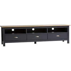 VS Venta-stock Meuble TV Bora 3 tiroirs, Fabrique en Bois de pin Massif, Gris Anthracite, 158 cm