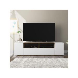 VS Venta-stock Meuble TV Tania 4 Portes Couleur Blanc et Chêne, 138 cm (Largeur)