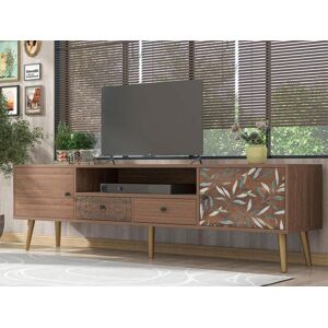 ModernLuxe Meuble TV 180cm - 2 compartiments et 2 tiroirs - Marron - Publicité