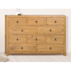 Vente-unique Commode 10 tiroirs - Bois de mindi - Naturel - PILABO