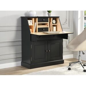 Vente-unique Secretaire en pin et MDF - Anthracite et naturel - CLEORE