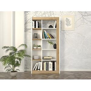 Vente-unique Bibliothèque avec 10 niches - Naturel clair et Blanc - SILOMAI