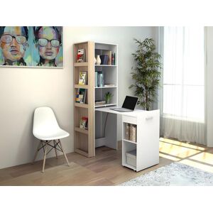 Vente-unique Bureau bibliotheque modulable - 10 niches - Coloris : Naturel et blanc - TUPELIO