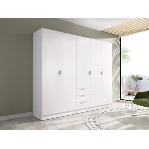 Vente-unique Armoire 5 portes et 3 tiroirs - L202 cm - Blanc - LISTOWEL