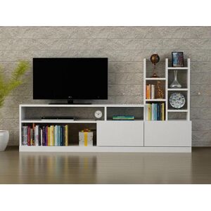 Vente unique Mur TV avec rangements Coloris Blanc FIDANA