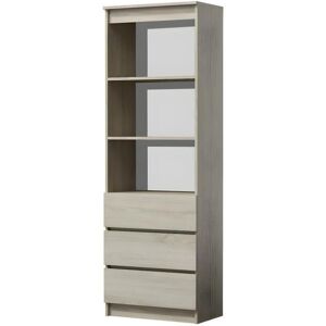 TOPESHOP CATANIA - Bibliotheque 3 tiroirs + 2 etageres - 180x60x35 - Meuble de rangement - Etagere livres - Aspect bois