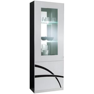 Altobuy ALYSSA - Vitrine Gauche 1 Porte Laquée Brillant Noir et Blanc