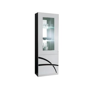 Altobuy ALYSSA - Vitrine Gauche 1 Porte Laquée Brillant Noir et Blanc