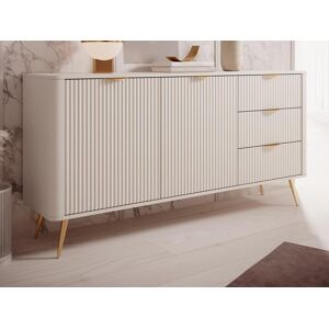 Buffet 2 portes et 3 tiroirs en MDF - Beige et dore - ELONARIA de Pascal Morabito