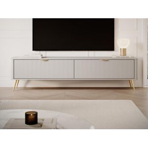 Meuble TV avec 2 portes en MDF Beige et dore ELONARIA de Pascal Morabito