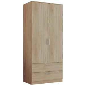 Armoire Dressing 2 Portes 2 Tiroirs Chêne