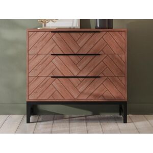 Vente-unique Commode 3 tiroirs - Bois d'acacia et metal - Naturel et noir - VEDILA