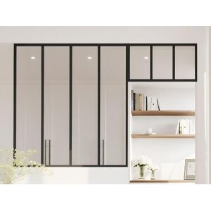 Vente unique Verriere atelier avec imposte en aluminium thermolaque L120 x H130 L73 x H40 cm Noir BAYVIEW