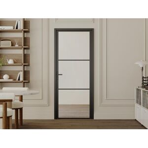 Vente-unique Bloc porte reversible en aluminium et verre trempe - H204 x L73 cm - MASERU