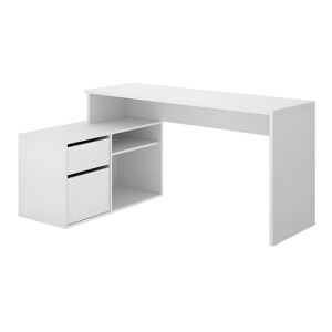 Pegane Bureau angulaire coloris blanc - Longueur 139 x Profondeur 92 x Hauteur 75 cm