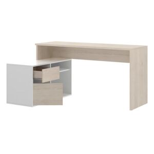 Pegane Bureau angulaire coloris naturel/blanc brillant - Longueur 139 x Profondeur 92 x Hauteur 75 cm