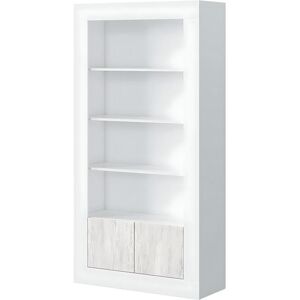 Pegane Bibliotheque avec 4 Tablettes coloris blanc artic / blanc poli -  Hauteur 181 x Longueur 94 x Profondeur 35 cm