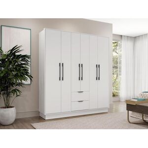 Vente unique Armoire 6 portes et 2 tiroirs L162 cm Blanc FEOVA