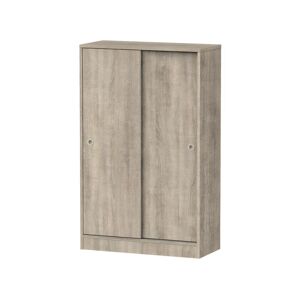 Pegane Armoire avec 2 portes coulissantes coloris Cambrian - Hauteur 120 x Longueur 74 x Profondeur 33 cm