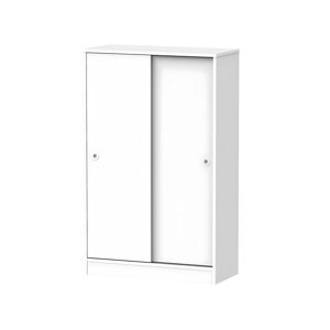 Pegane Armoire avec 2 portes coulissantes coloris blanc - Hauteur 120 x Longueur 74 x Profondeur 33 cm