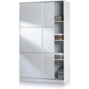 Pegane Armoire avec 2 portes coulissantes coloris blanc - Dim : L 120 x H200 x P 50 cm