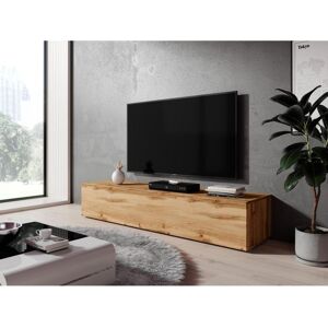 FURNIX Meuble tv debout / suspendu Zibo 160 cm chêne wotan mat style moderne avec compartiments fermés