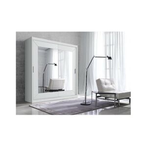 Price Factory Armoire 180cm avec miroirs et portes coulissantes. Collection ROMEO. Coloris blanc