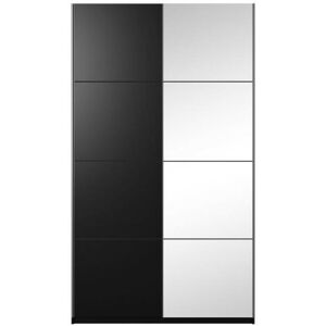 Price Factory Armoire design 120cm. 2 portes avec miroirs modulables. Couleur noir mat. Collection EOS