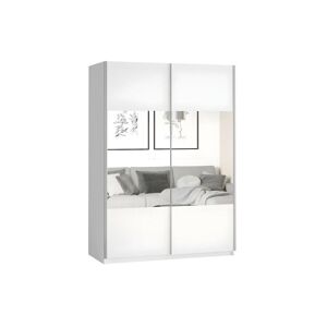 Price Factory Armoire design 150cm. 2 portes avec miroirs modulables. Couleur blanc mat. Collection EOS