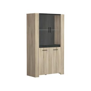 Vitrine 2 + 2 portes H174 cm Sheffield - Naturel clair