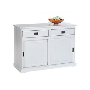 Idimex Buffet SAVONA bahut vaisselier commode avec 2 tiroirs et 2 portes coulissantes, en pin massif lasure blanc