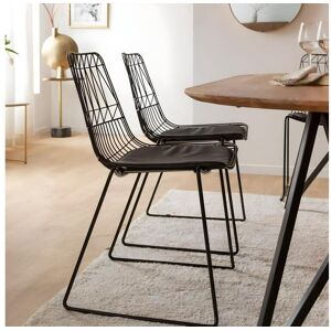 Made In Meubles Chaise design en métal noir Vanina (lot de 2)