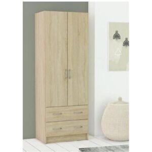 DUAL Armoire chambre adulte classique decor chene brosse L 61 cm