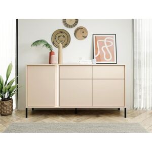 Vente unique Buffet 3 portes et 2 tiroirs avec LEDs Beige ELYNIA